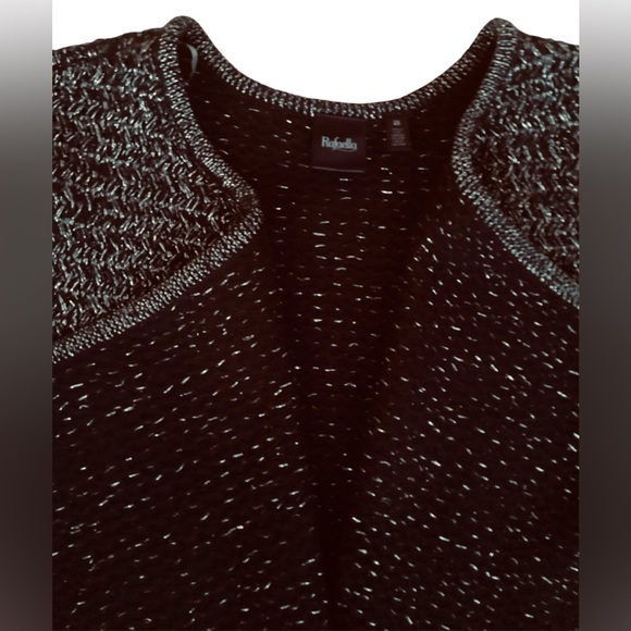 $94.50 NWT Black Gold Metallic Open Front RAFAELLA Sweater Size 2X - Picture 3 of 5